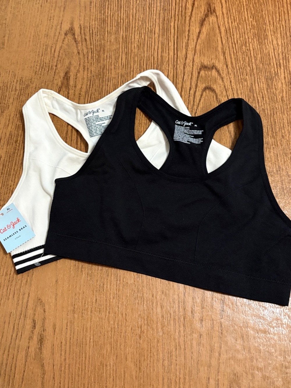 Cat & Jack Black and White Racerback Sports Bra Duo
